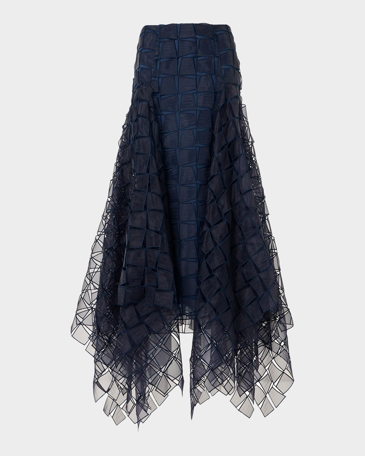 Akris Embroidered Organza Handkerchief Midi Skirt