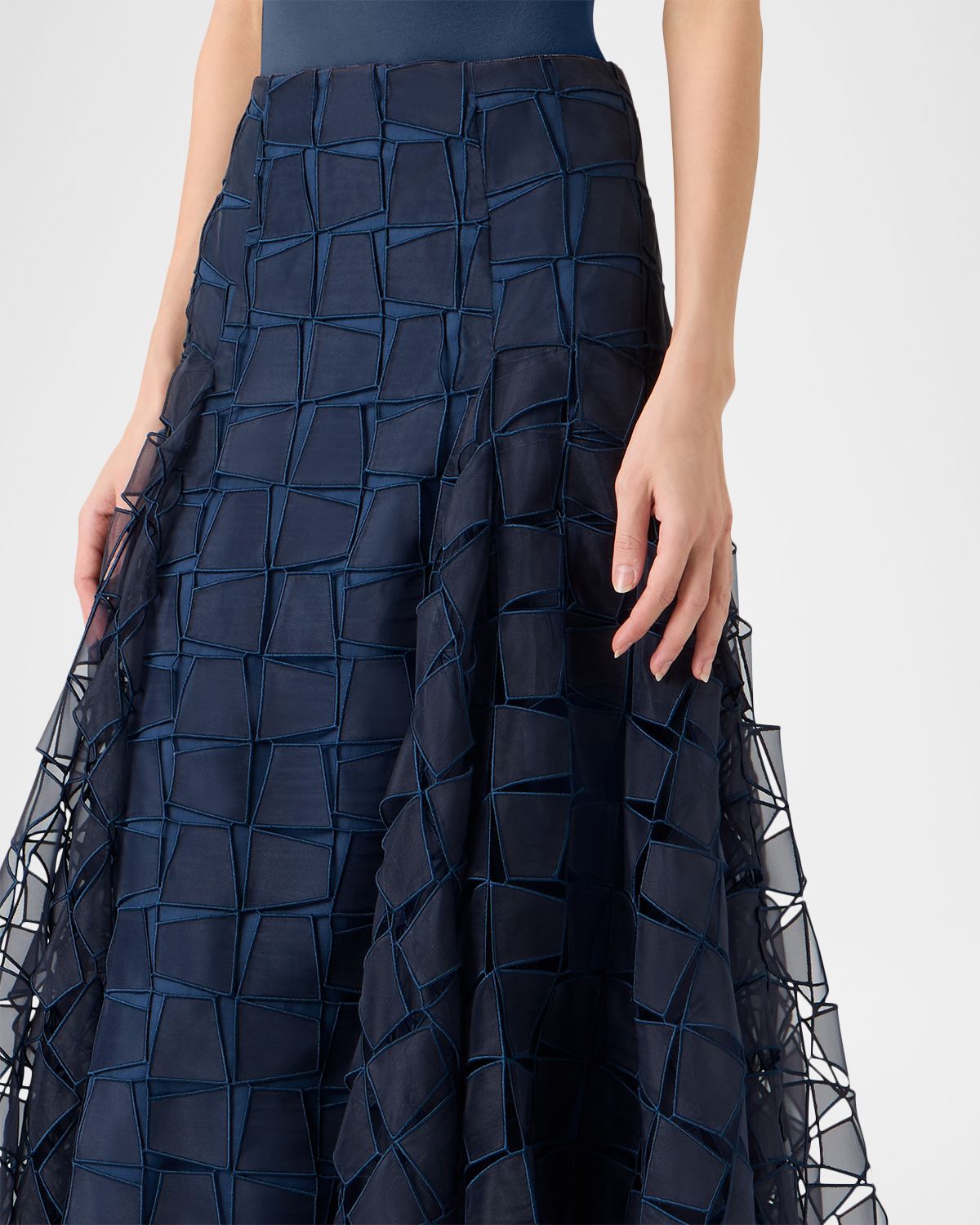 Akris Embroidered Organza Handkerchief Midi Skirt | Thumbnail 4