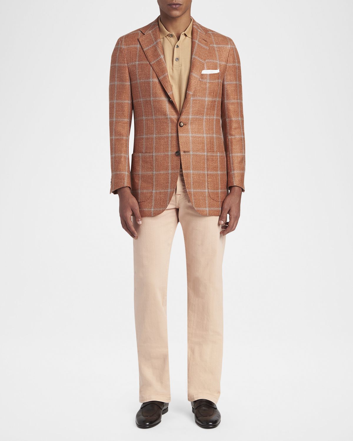 Kiton Men 's Windowpane Check Cashmere-Blend Blazer
