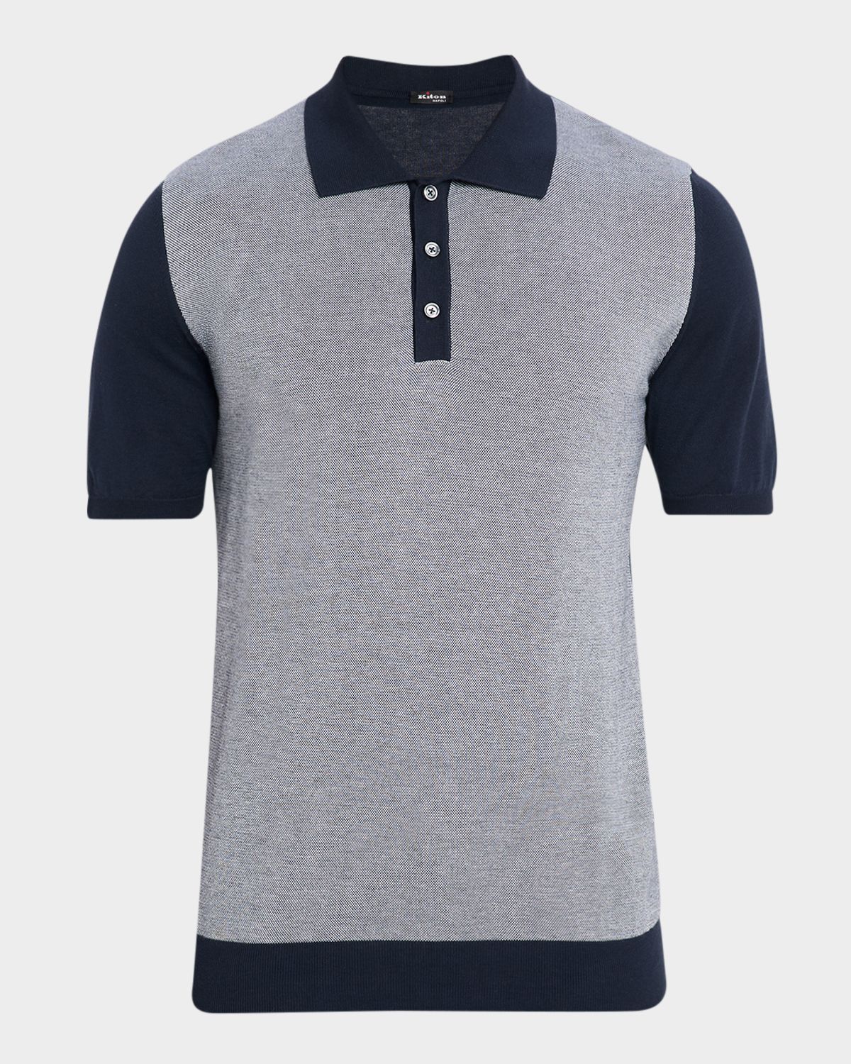 Kiton Men 's Cotton Textured-Front Knit Polo weater | Thumbnail 6 Kiton Men 's Cotton Textured-Front Knit Polo weater | Thumbnail 6
