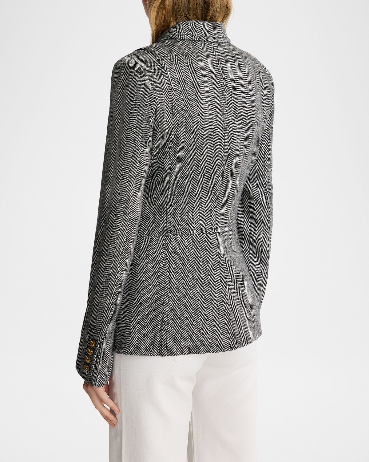 Smythe Three-Button Herringbone Blazer