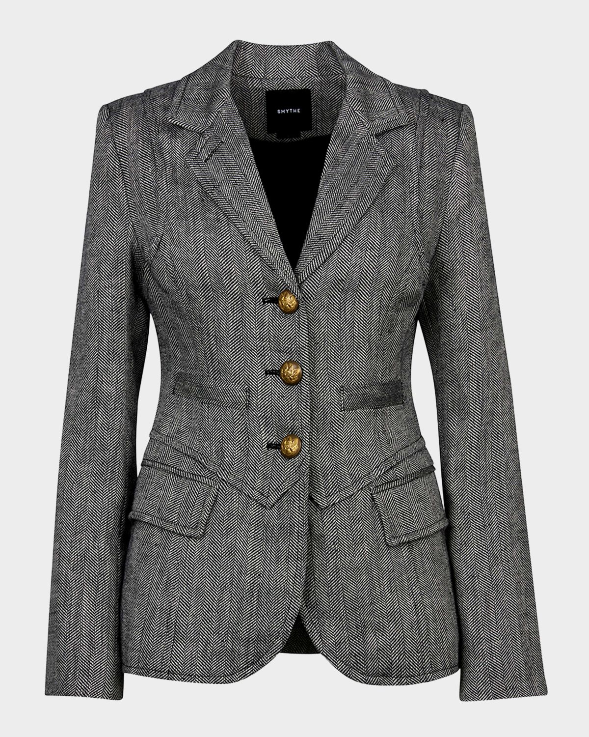 Smythe Three-Button Herringbone Blazer