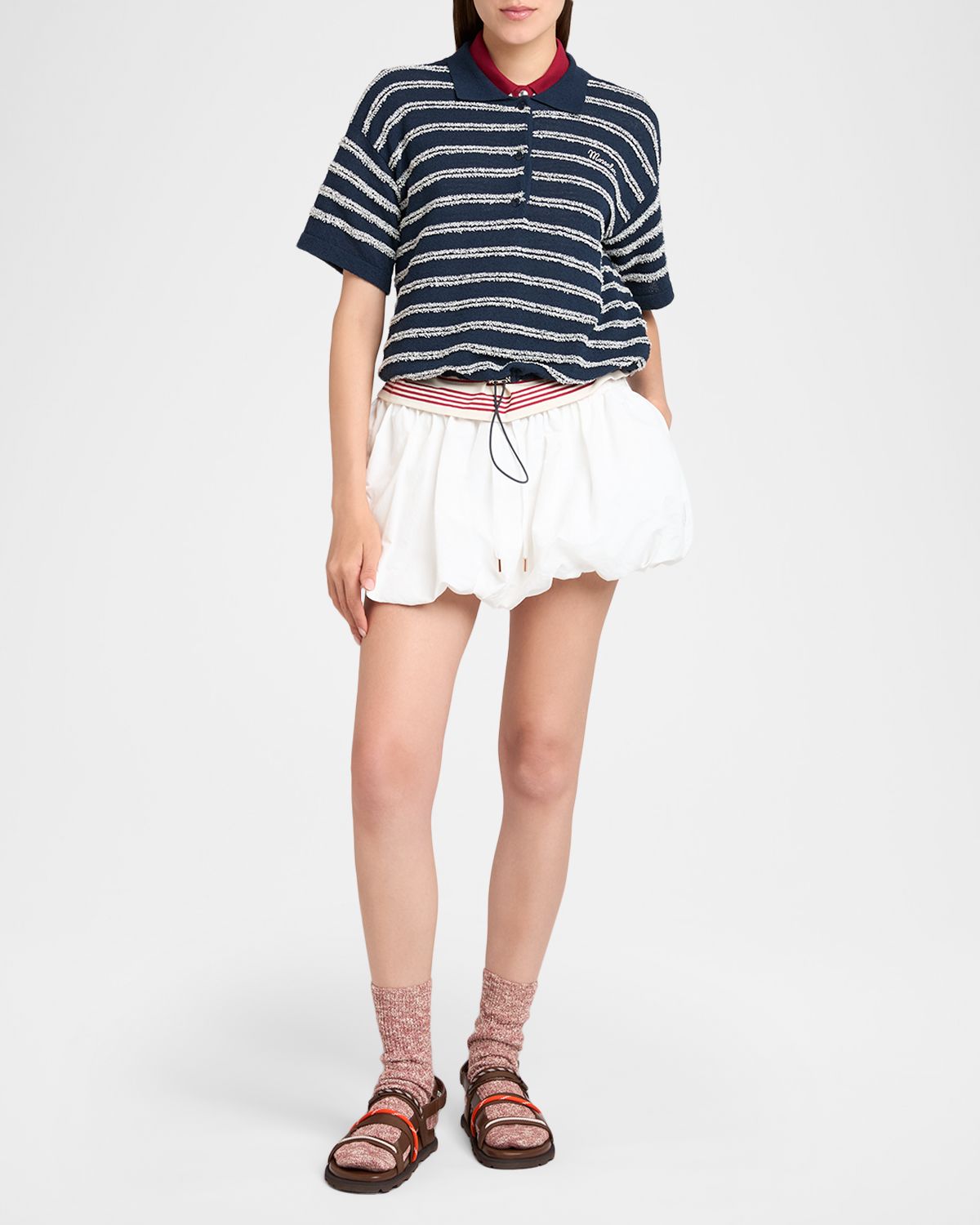 Moncler Short-Sleeve Cotton Terry Polo Top