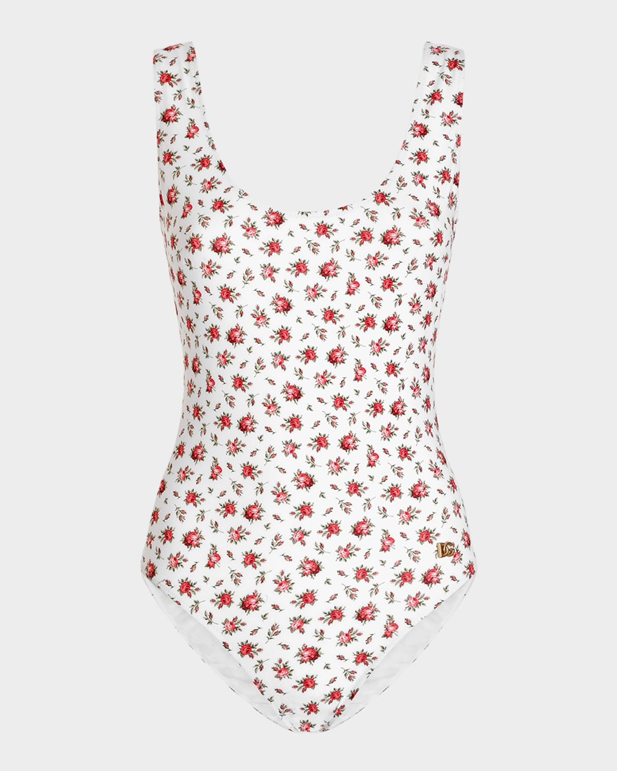 Dolce & Gabbana Rose Scoop-Back One-Piece Swimsuit