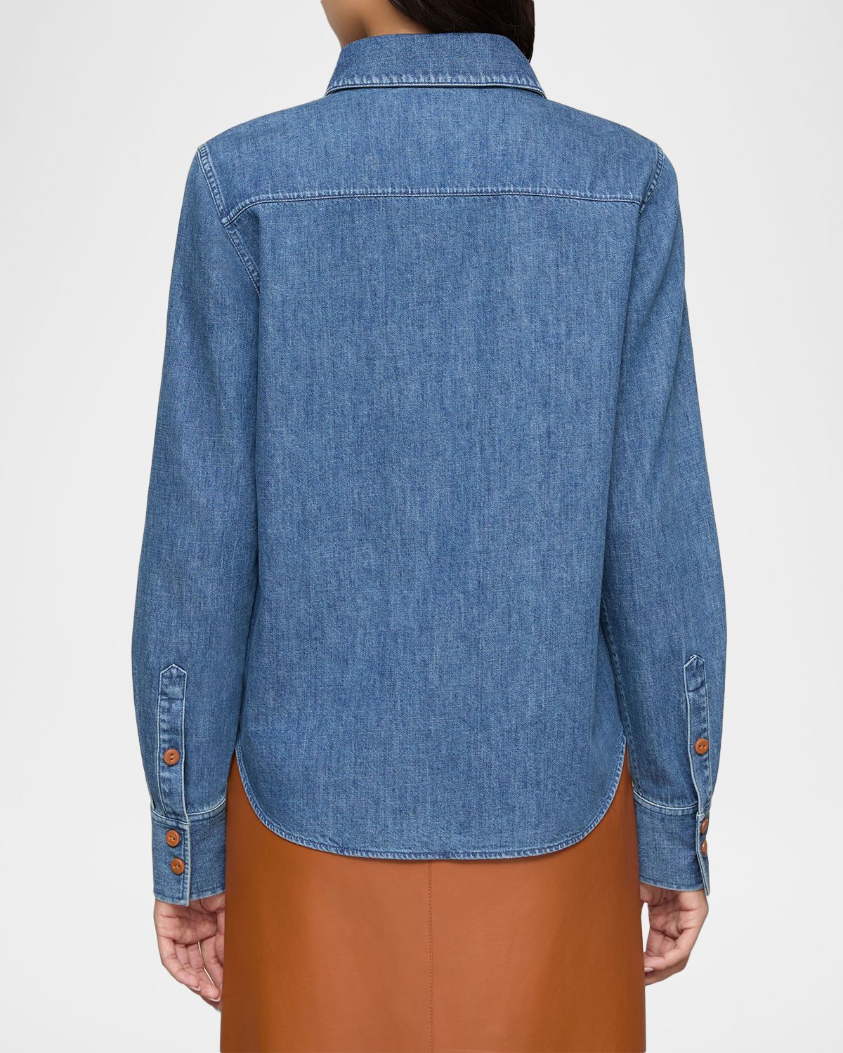 Lafayette 148 New York Chambray Patch Pocket Shirt