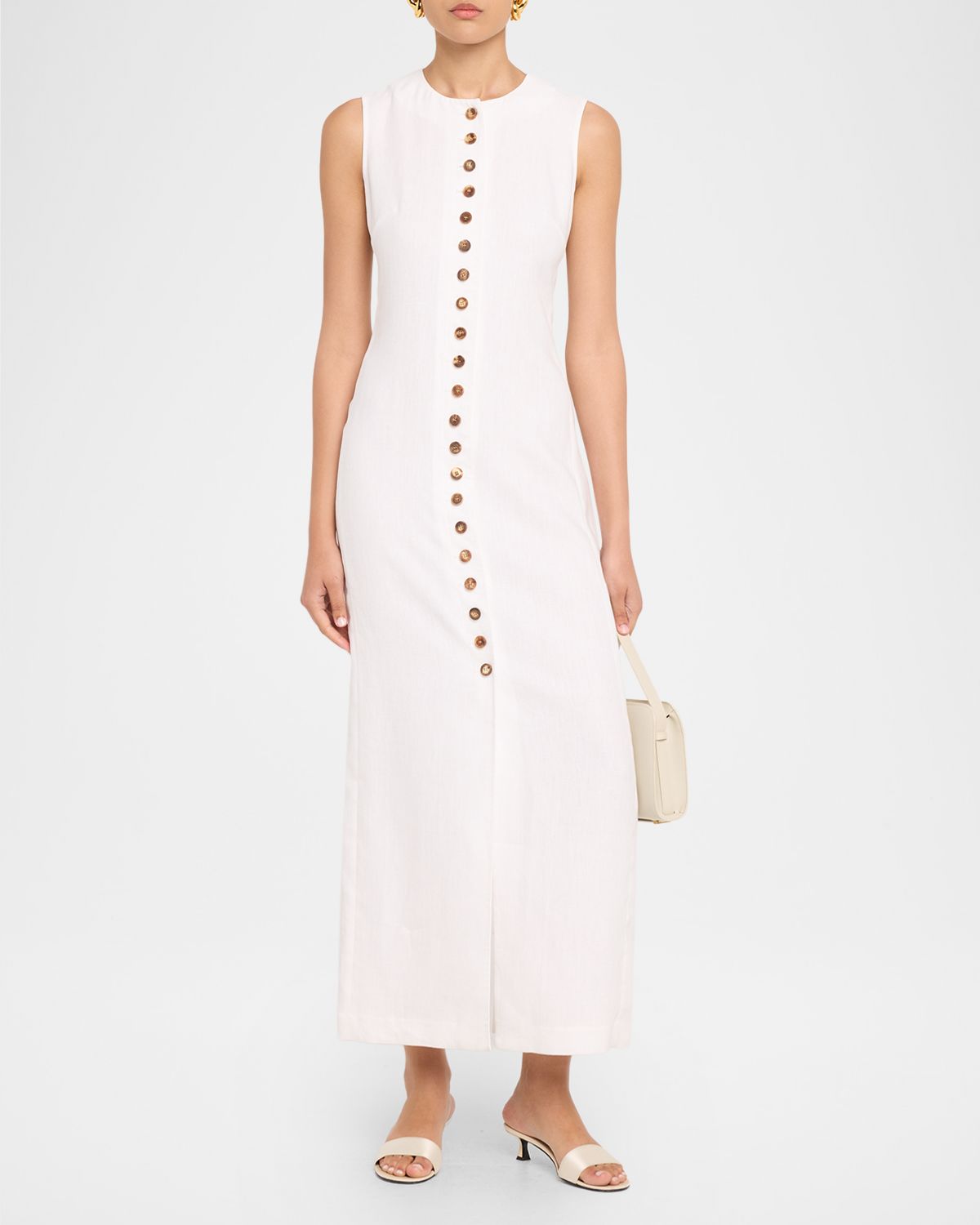 Lafayette 148 New York Button-Front Linen Maxi Dress
