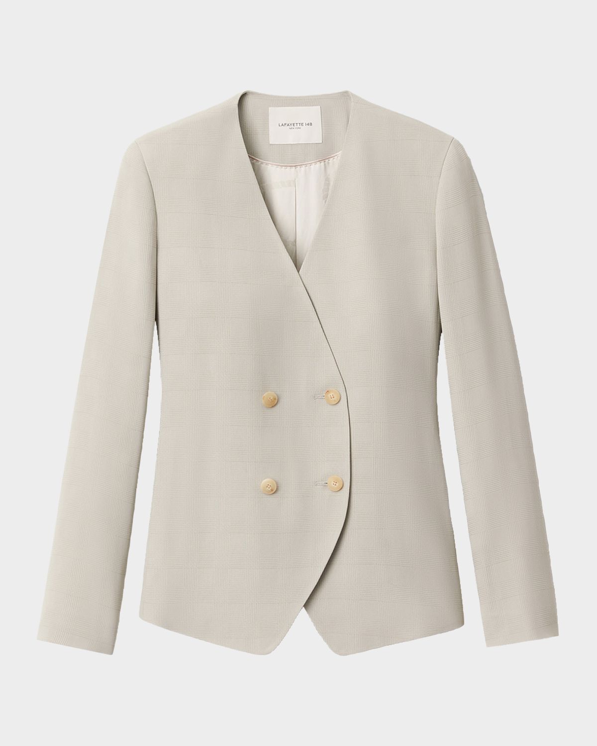 Lafayette 148 New York Collarless Plaid Jacquard Blazer