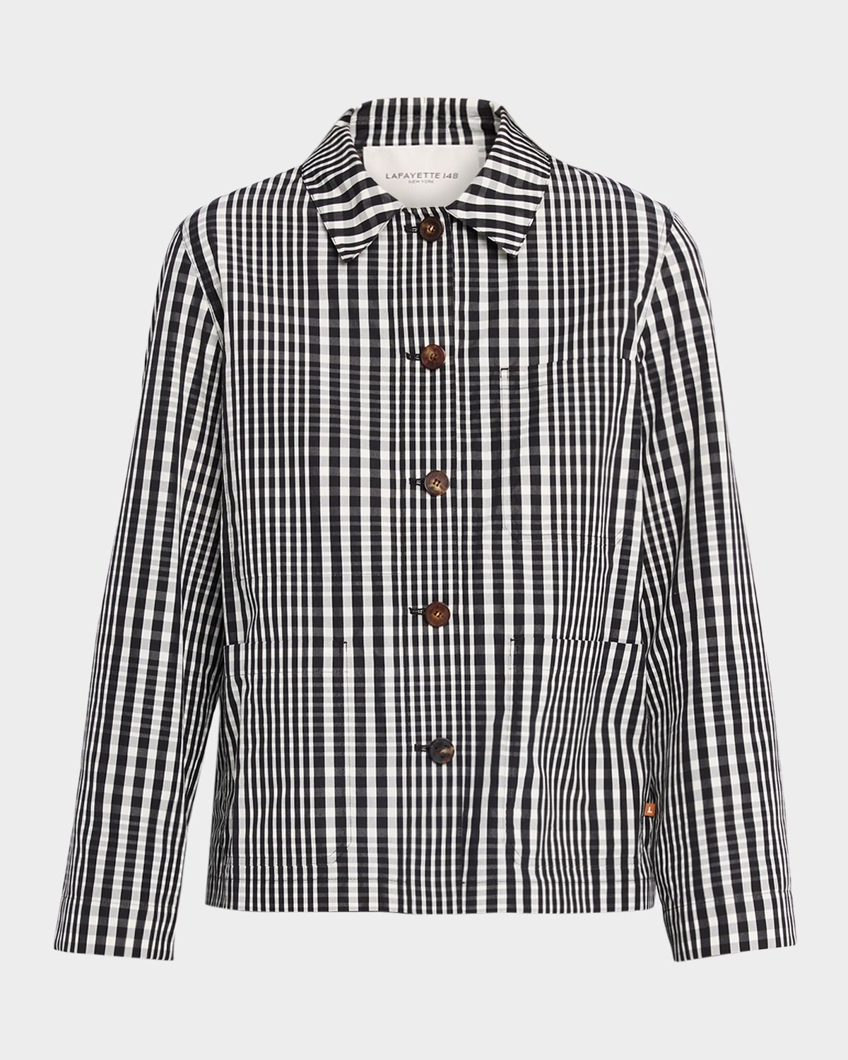 Lafayette 148 New York Gingham-Print Cotton Jacket