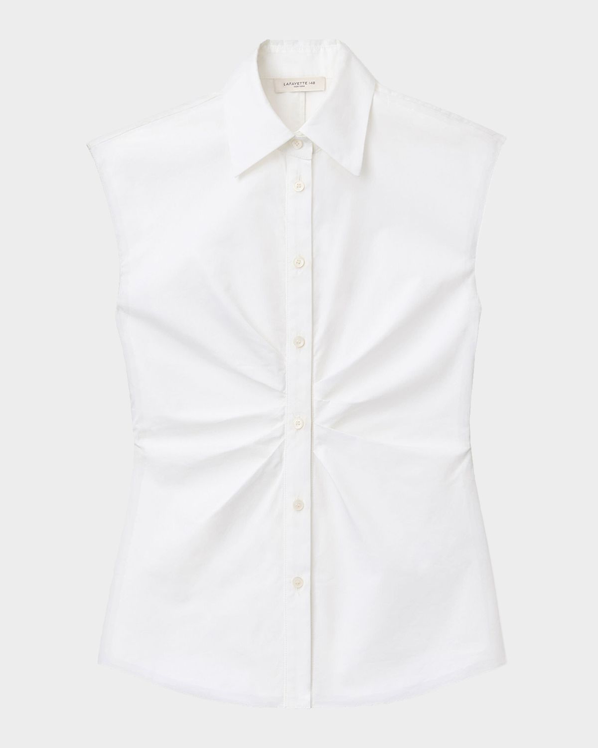 Lafayette 148 New York Pleated-Front Organic Cotton Poplin Shirt | Thumbnail 5