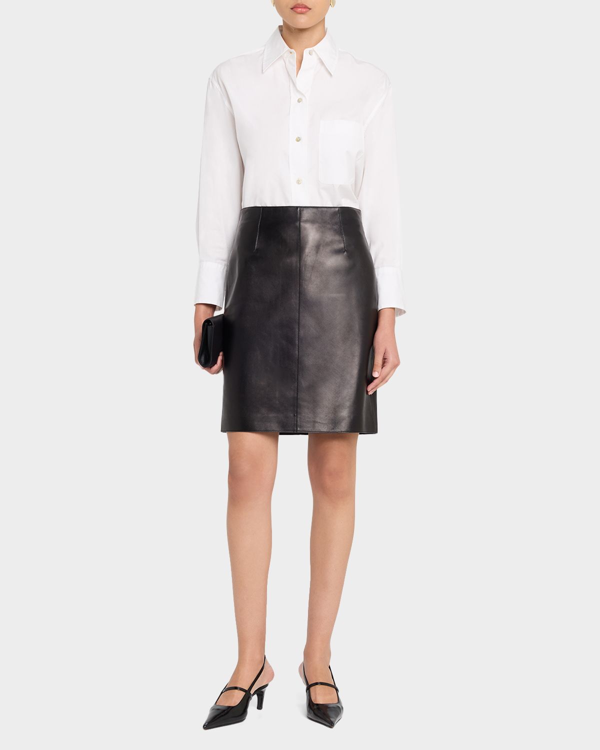 Lafayette 148 New York High-Waisted Nappa Leather Mini Skirt
