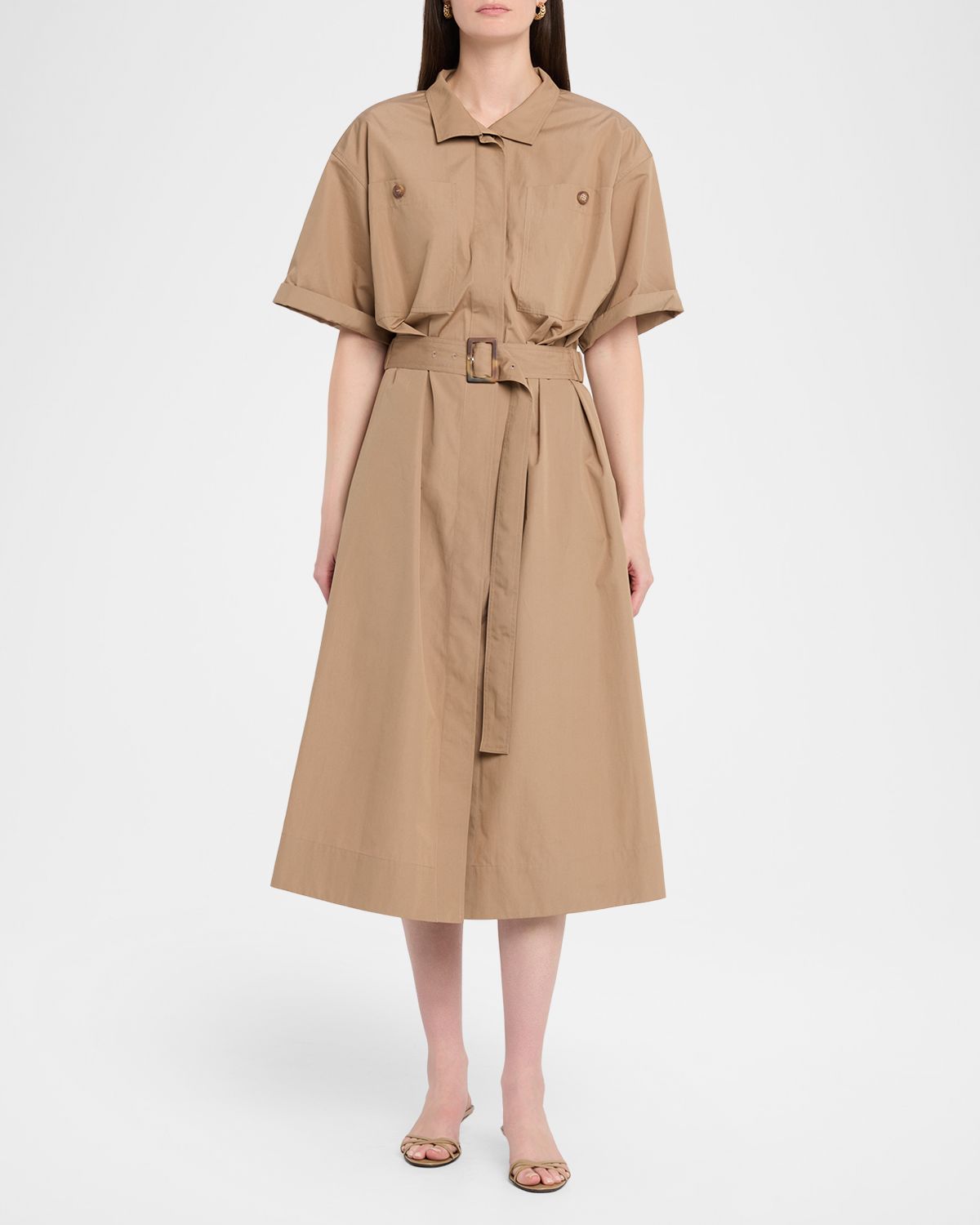 Lafayette 148 New York Belted Cotton Midi Shirtdress