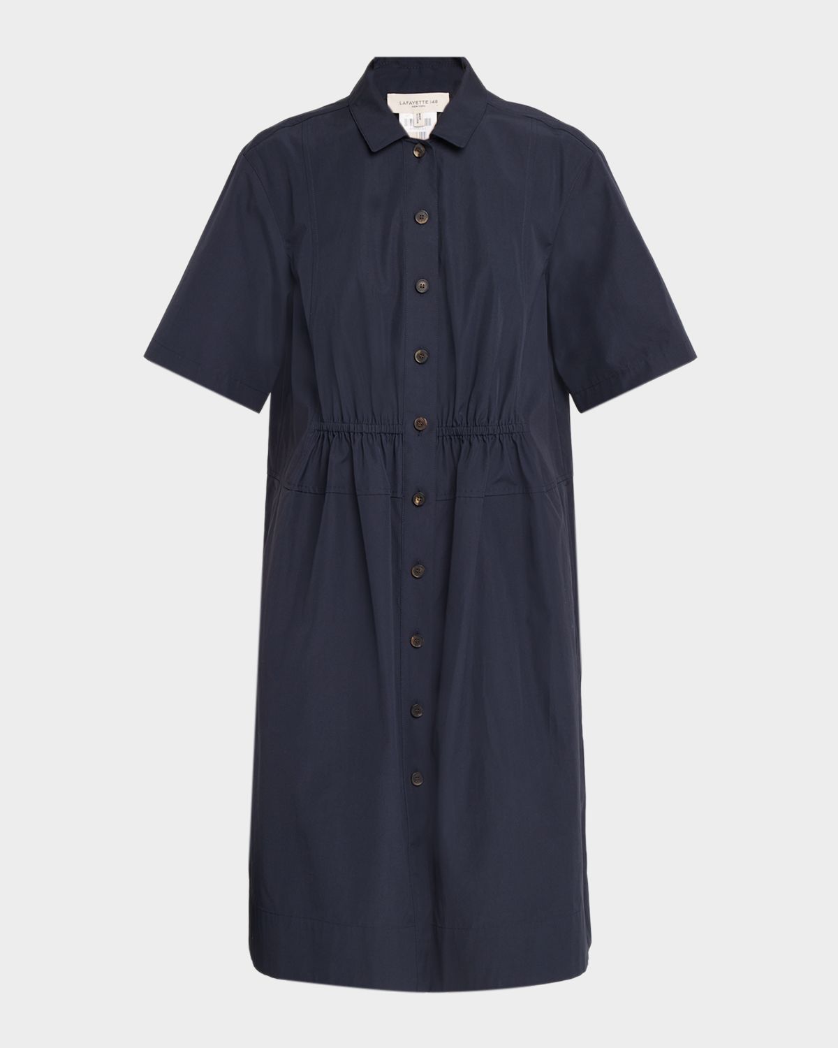Lafayette 148 New York Gathered Organic Cotton Poplin Shirtdress