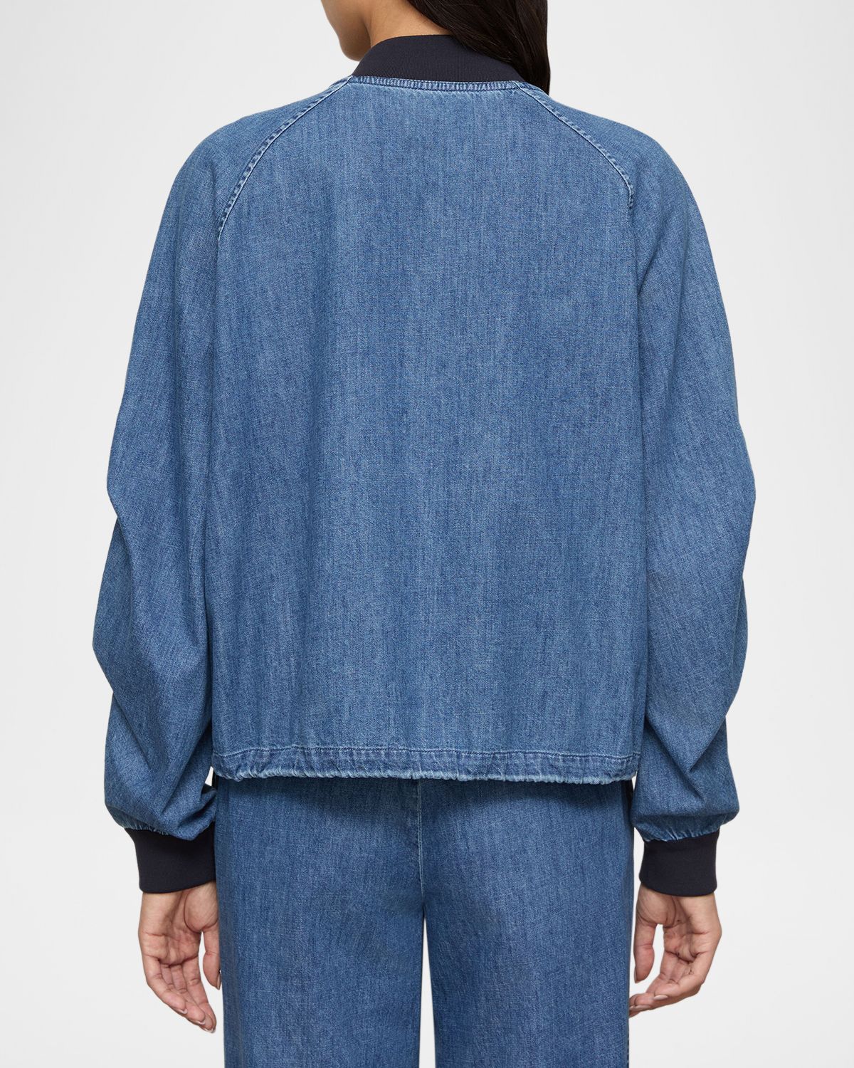 Lafayette 148 New York Oversized Cotton Chambray Bomber Jacket