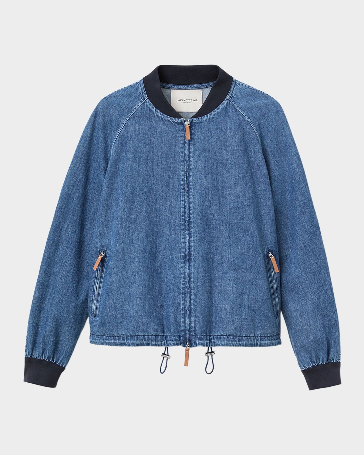 Lafayette 148 New York Oversized Cotton Chambray Bomber Jacket