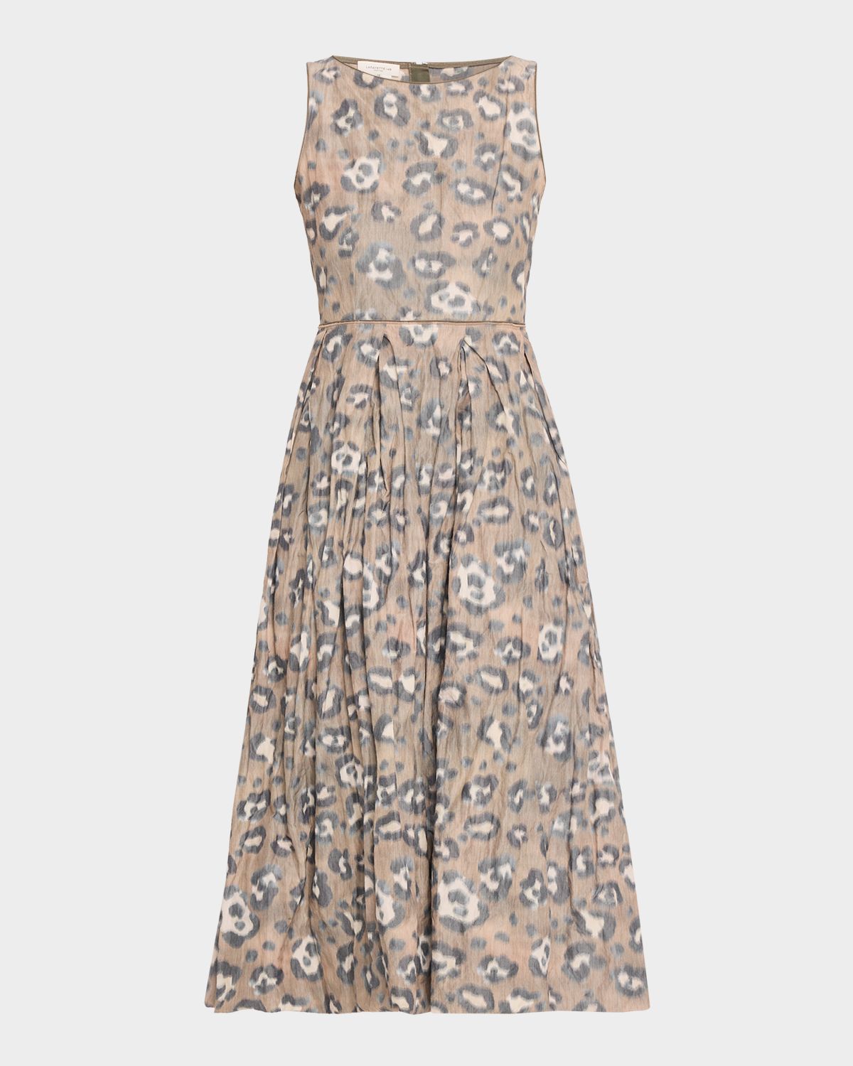Lafayette 148 New York Pleated Leopard-Print Taffeta Midi Dress