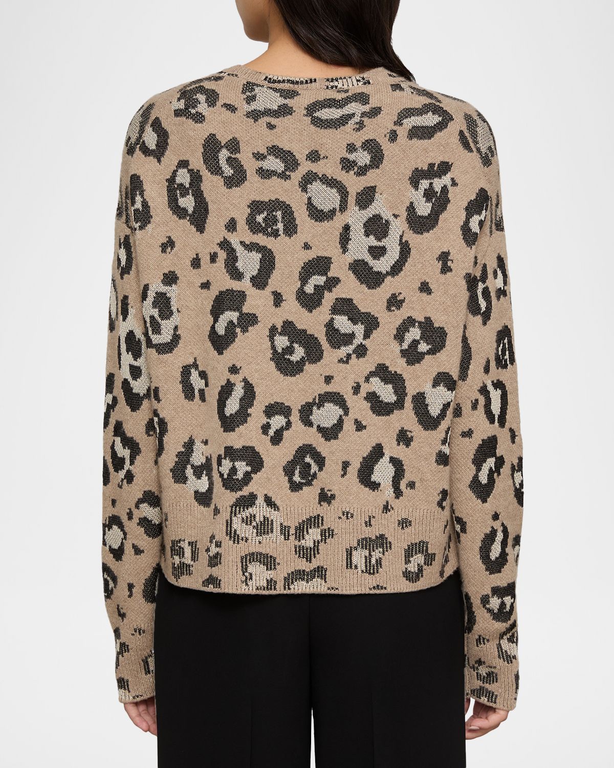 Lafayette 148 New York Leopard Jacquard-Knit Cardigan