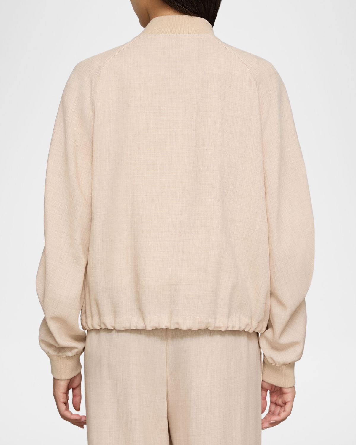 Lafayette 148 New York Oversized Wool-Silk Twill Bomber Jacket