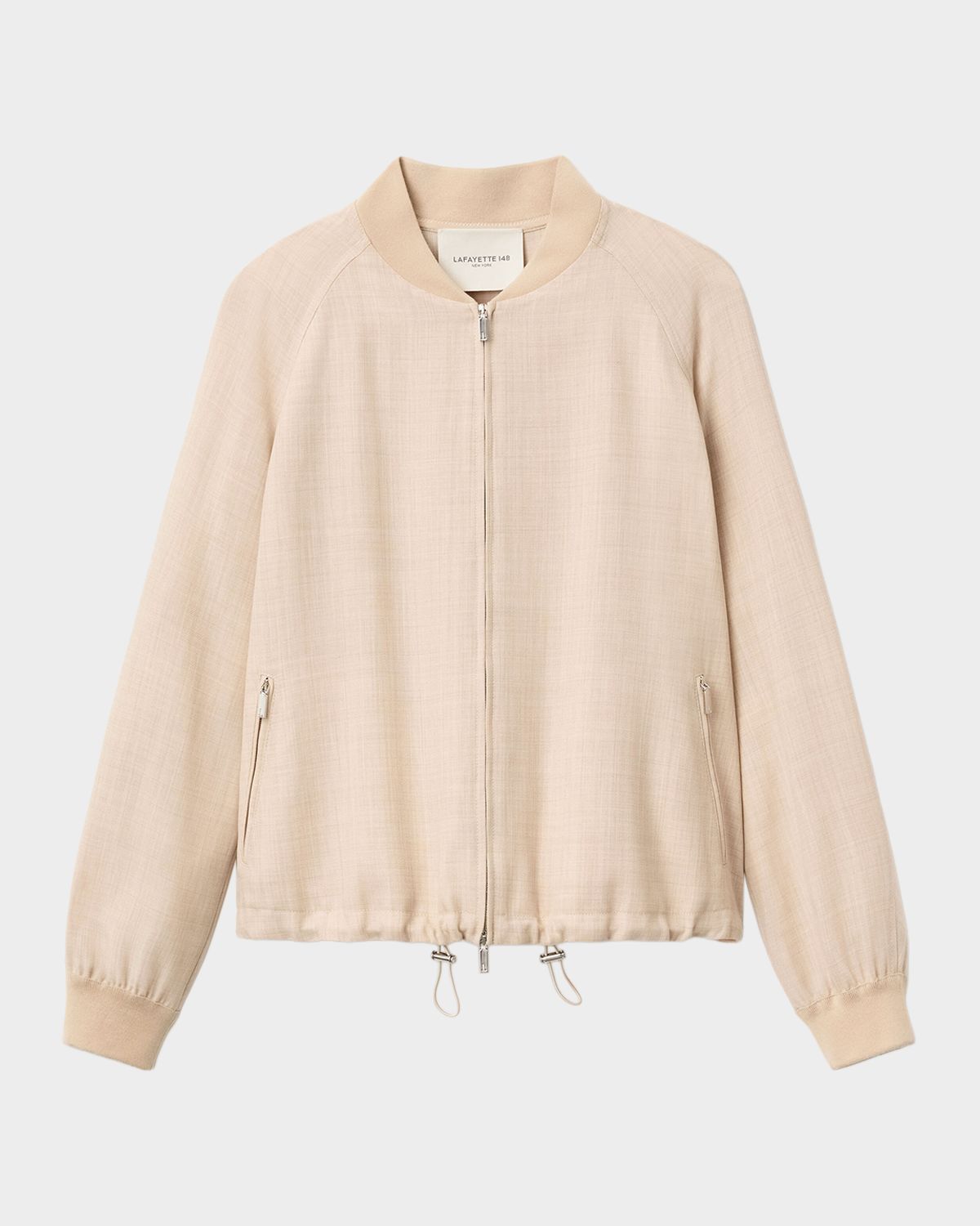 Lafayette 148 New York Oversized Wool-Silk Twill Bomber Jacket
