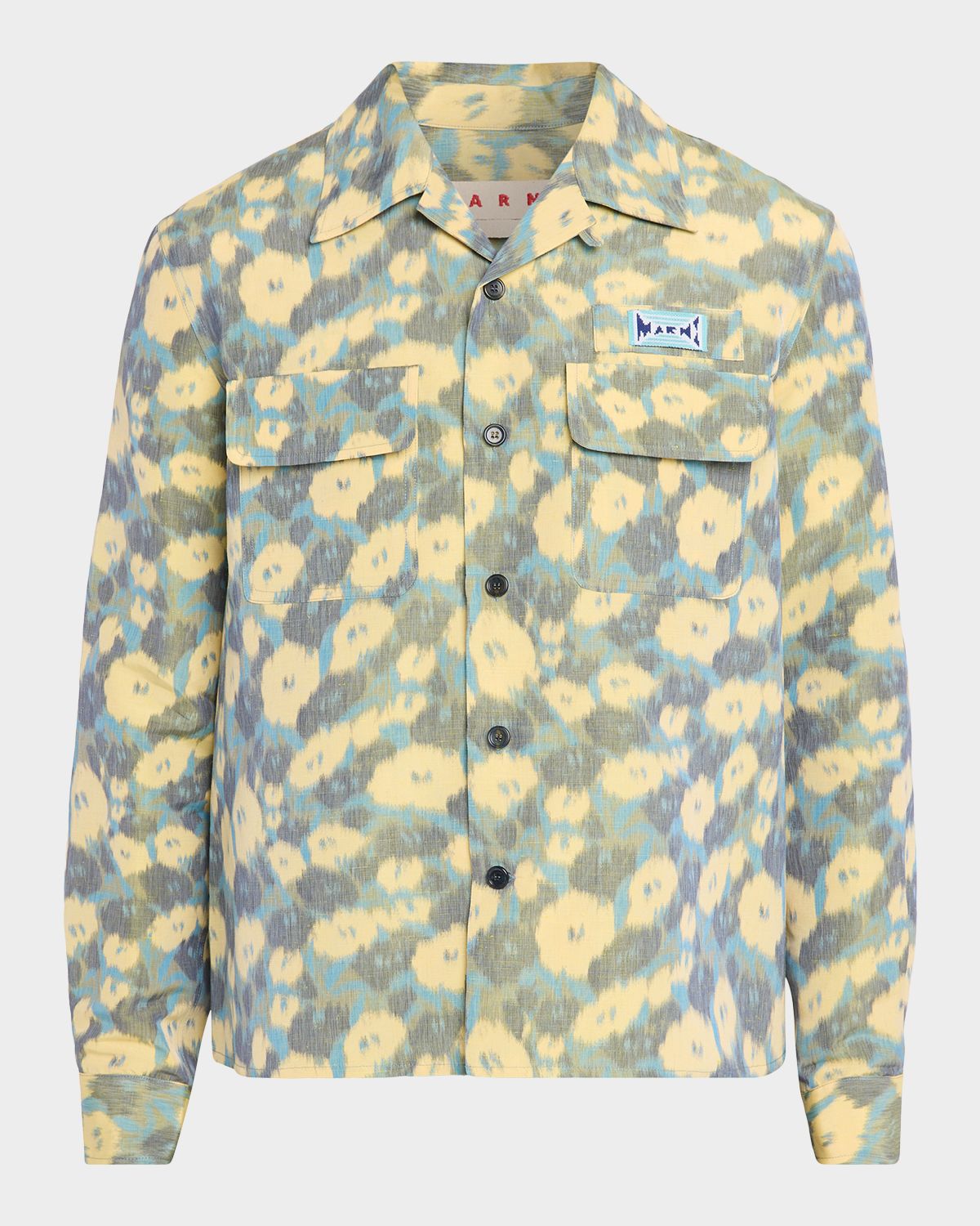 Marni Men 's Blurred Floral Linen-Blend Overshirt
