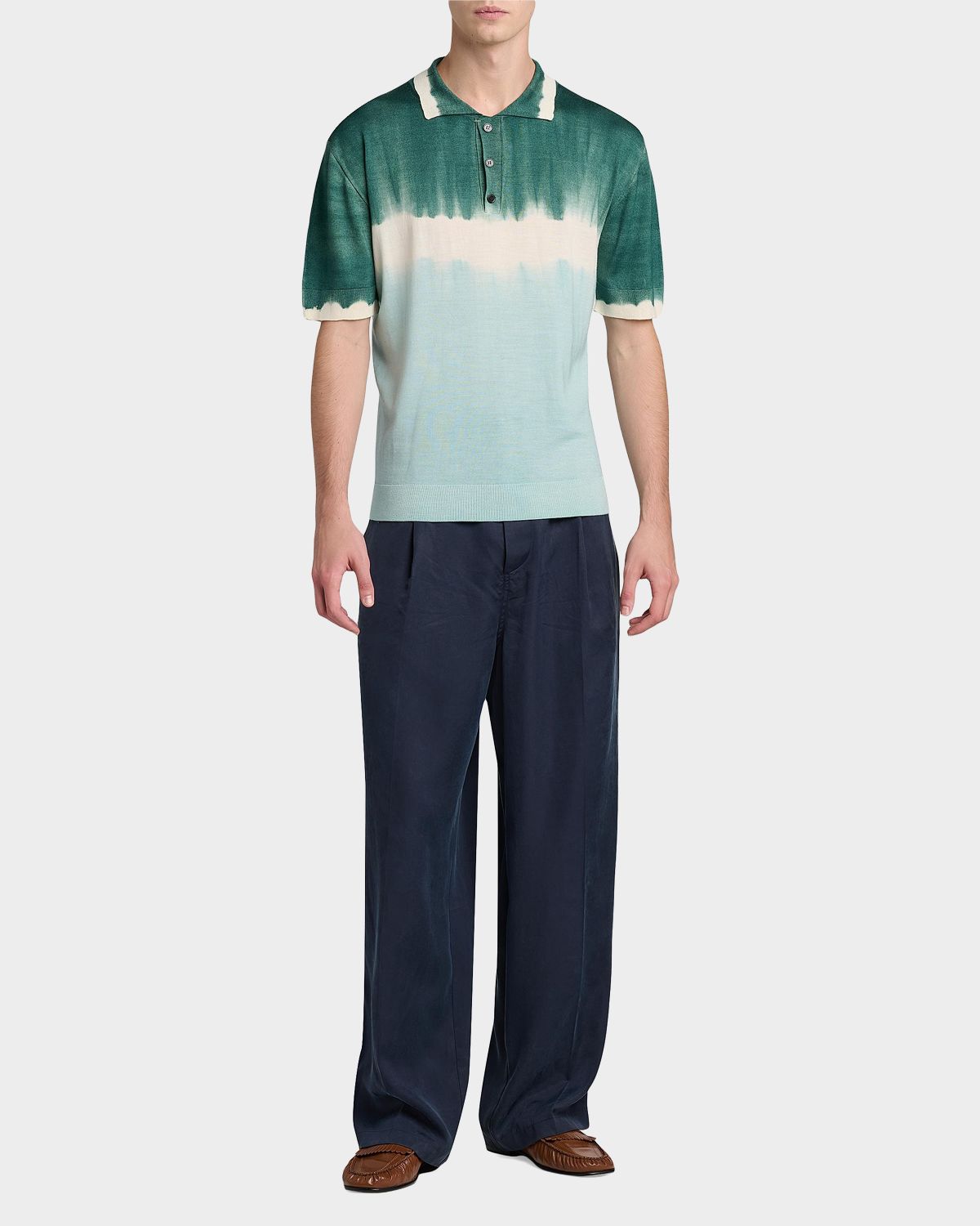 Marni Men 's Wool and Silk Dyed Short-Sleeve Polo Sweater