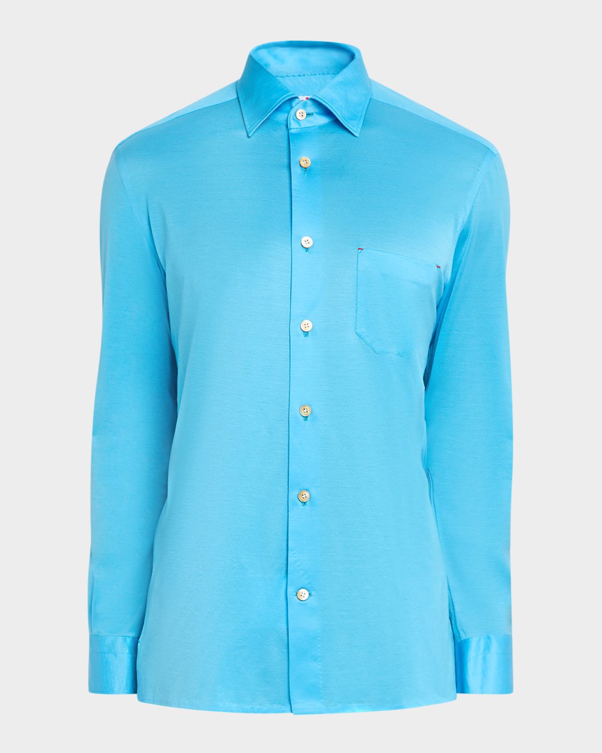 Kiton en 's Jersey Knit Chest-Pocket Button-Down Shirt