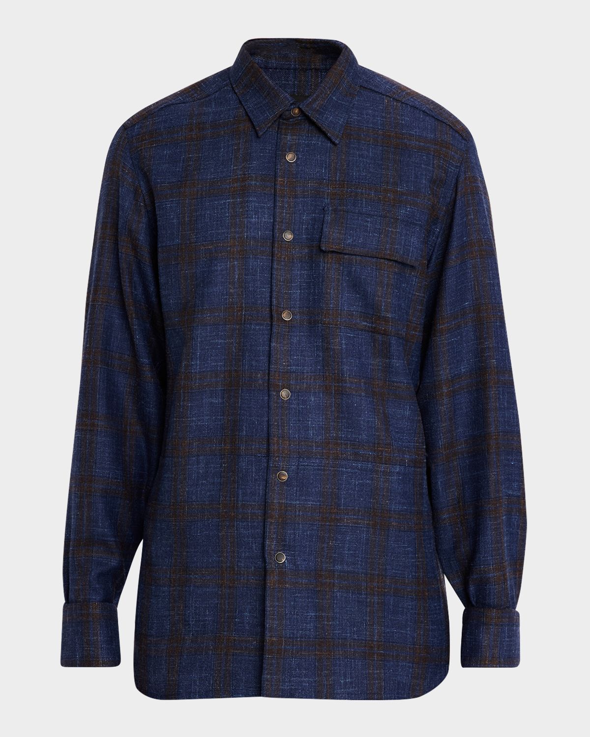 Kiton Men 's Plaid Wool Blend Overshirt