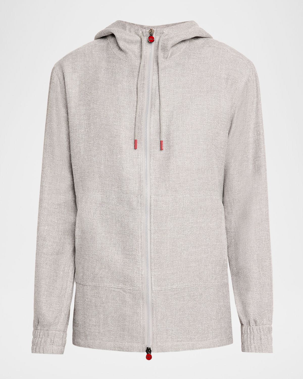 Kiton Men 's Linen, Silk and Cotton Hooded Full-Zip Overshirt