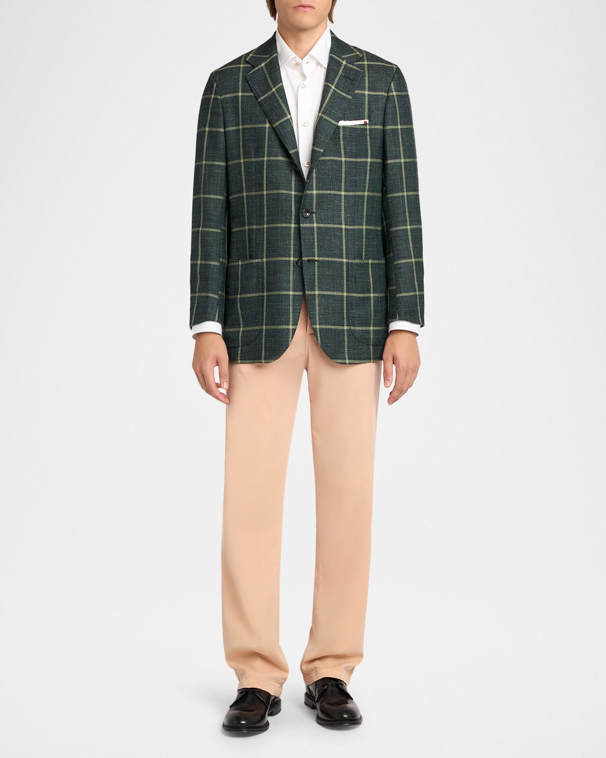 Kiton Men 's Cashmere, Wool and Silk Windowpane Sport Coat