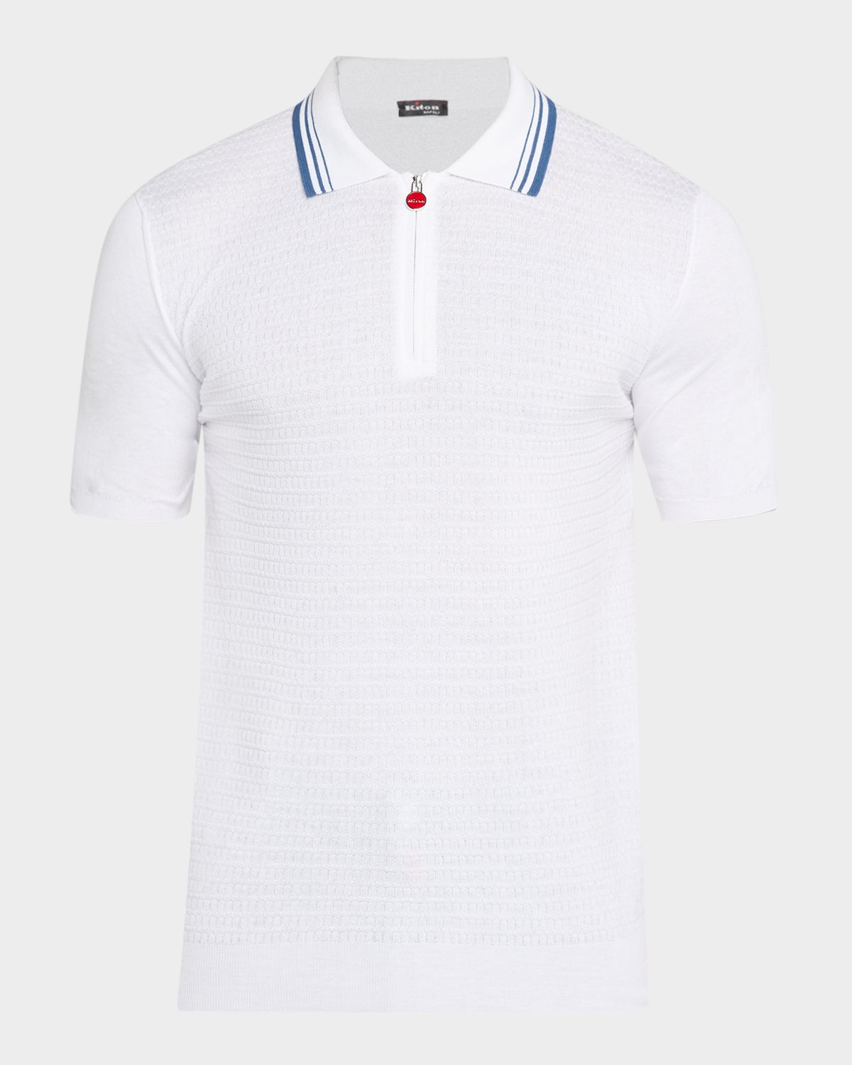 Kiton en 's Half-Zip Cotton Textured Polo Sweater