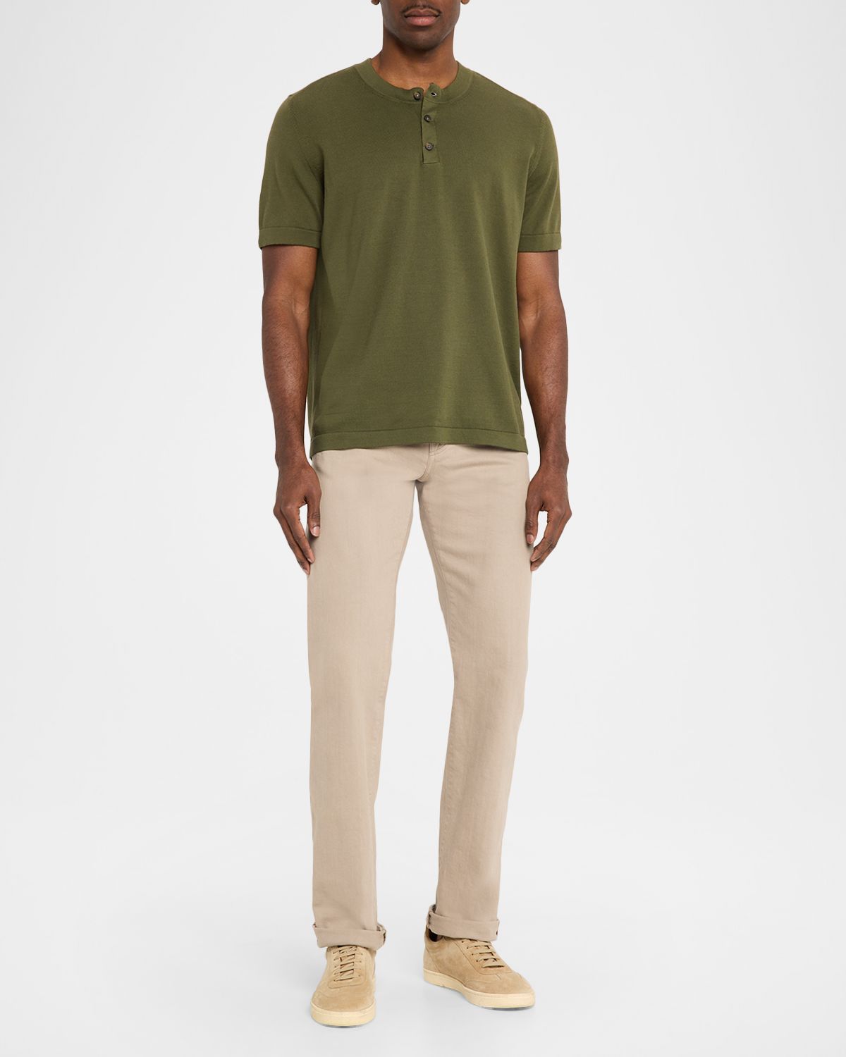 Kiton en 's Cotton Knit Henley Shirt