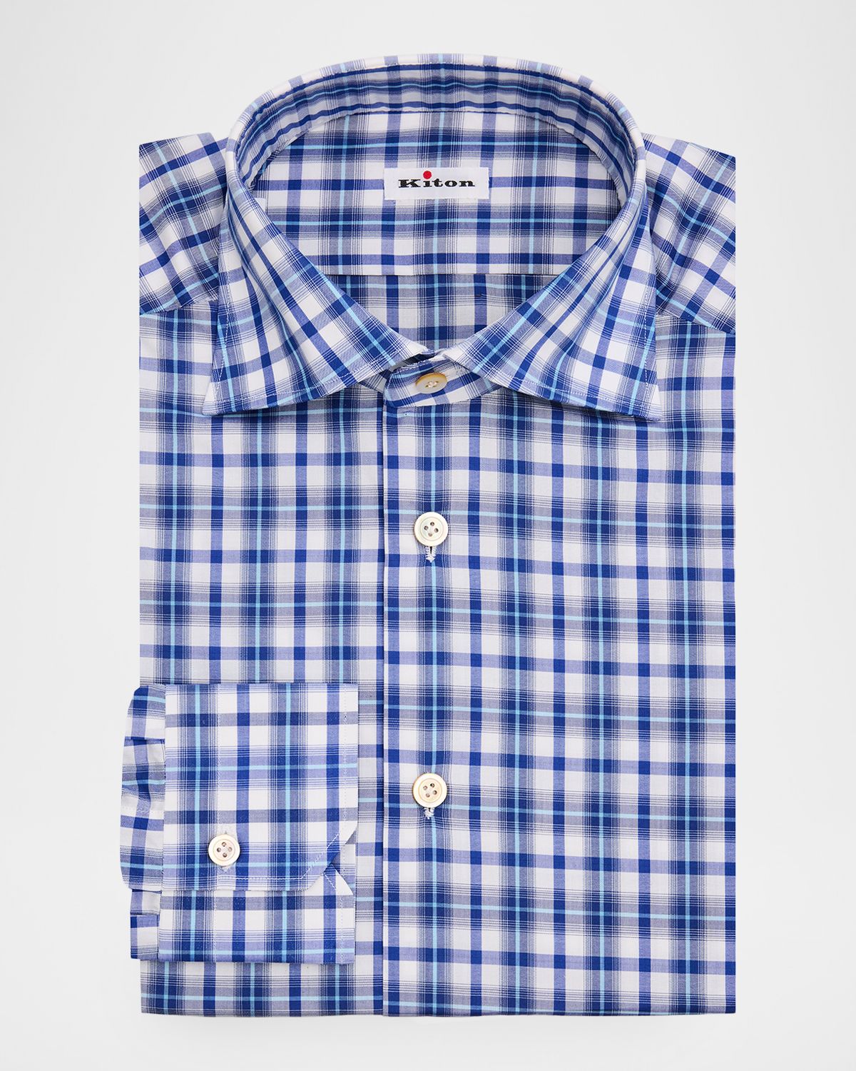 Kiton Men 's Plaid Cotton Western Shirt | Thumbnail 3 Kiton Men 's Plaid Cotton Western Shirt | Thumbnail 3