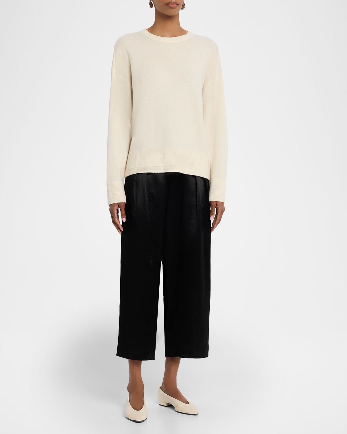 MARIA MCMANUS Ribbon Keyhole Cashmere Crewneck Sweater