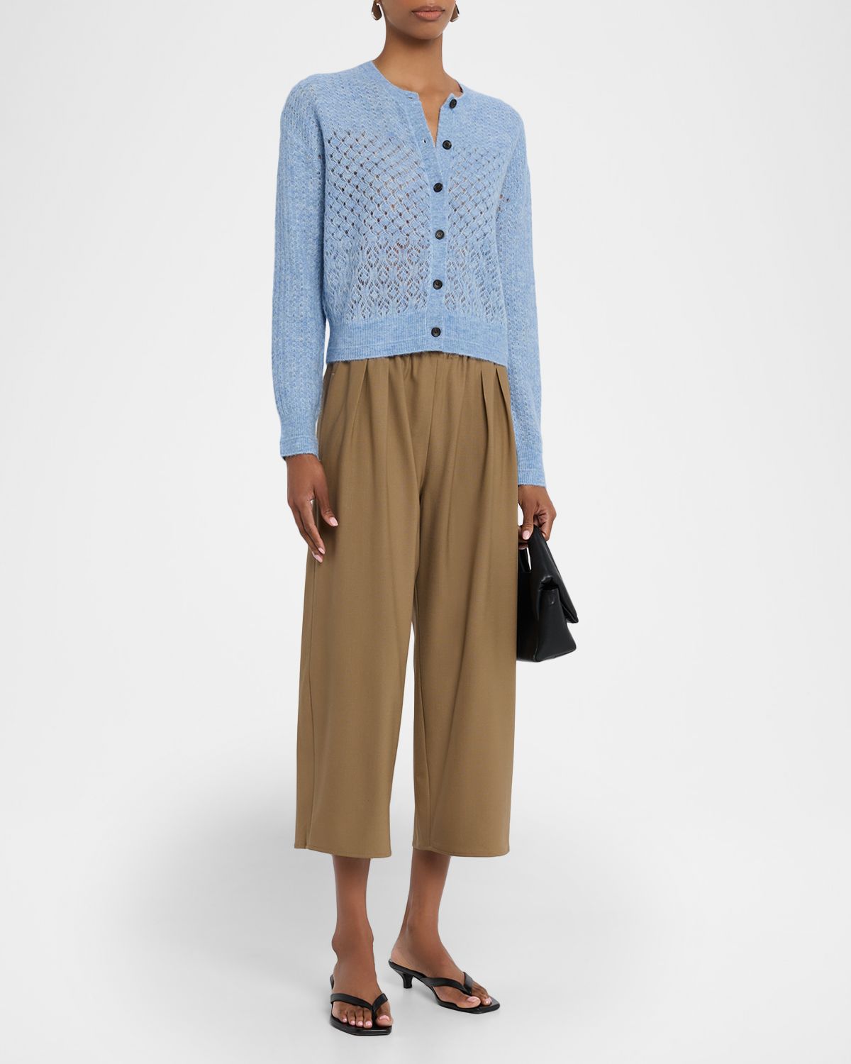 MARIA MCMANUS Honeycomb Knit Crewneck Cardigan