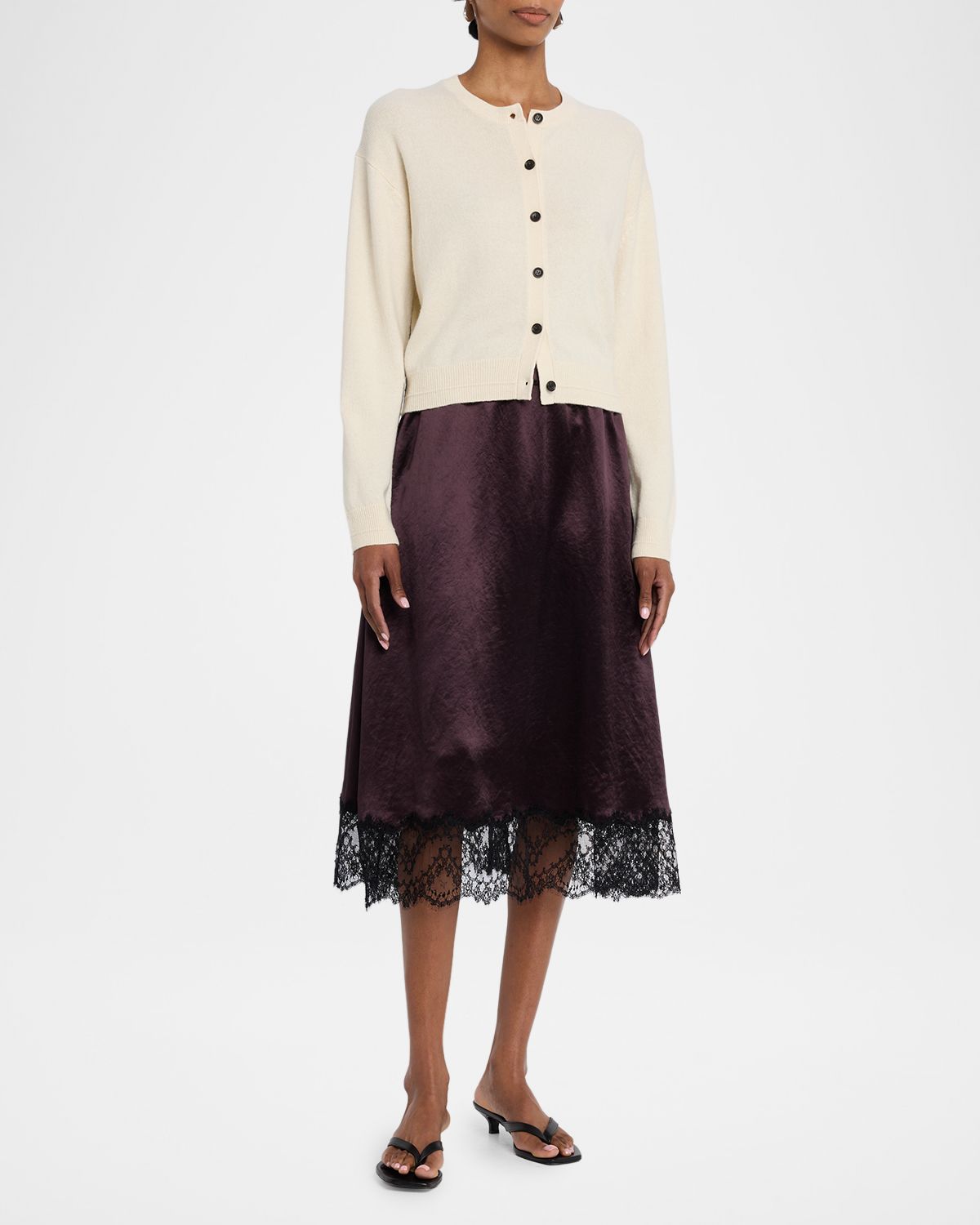 MARIA MCMANUS Drop-Shoulder Cashmere Crewneck Cardigan