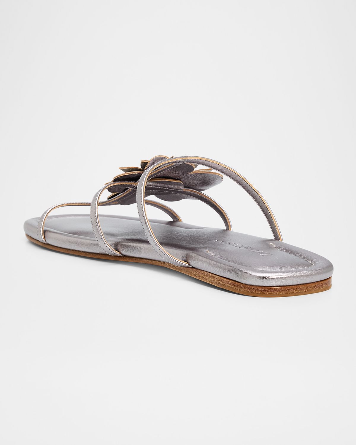 Zimmermann Belara Metallic Leather Flat Slide Sandals
