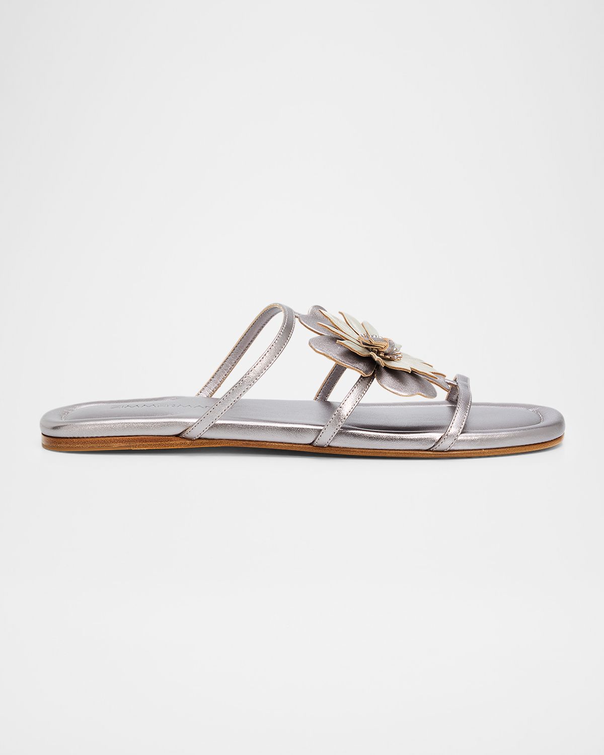Zimmermann Belara Metallic Leather Flat Slide Sandals