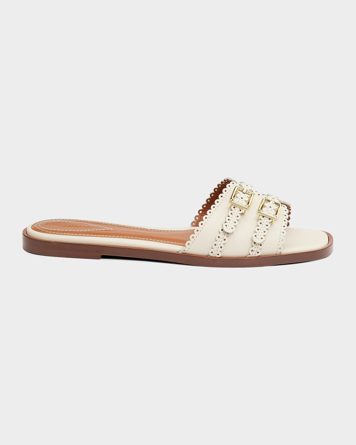 Zimmermann Goldie Buckle-Detail Leather Slide Sandals