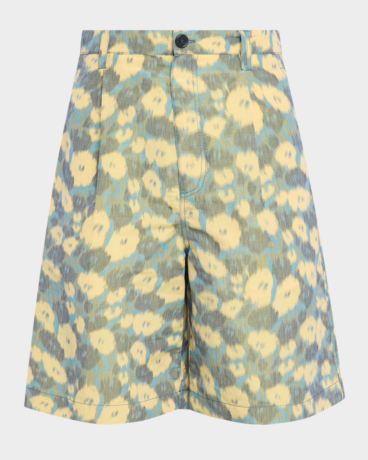 Marni Men 's Floral-Print Pleated Bermuda Shorts