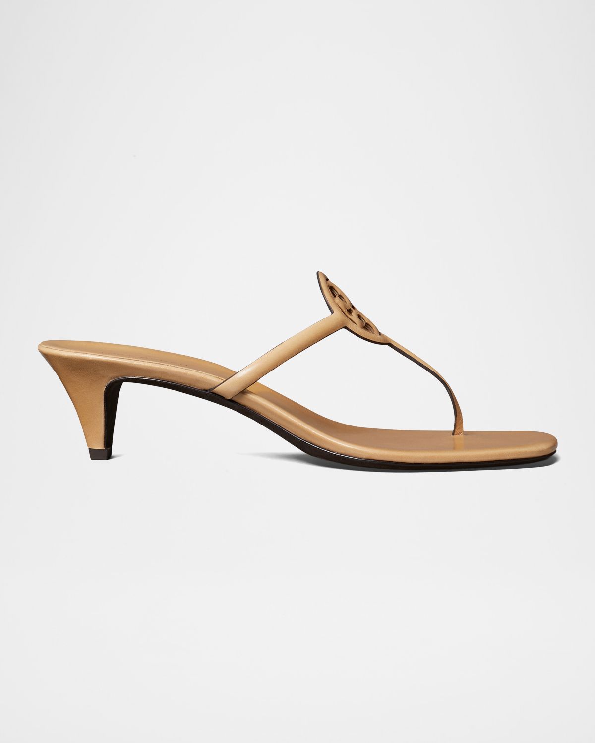 Tory Burch 50mm Miller Capri Leather Kitten-Heel Thong Sandals