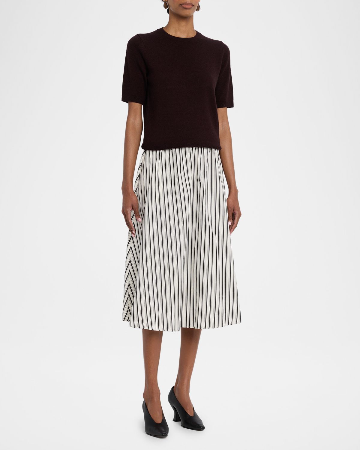 MARIA MCMANUS Striped Cotton Midi Circle Skirt