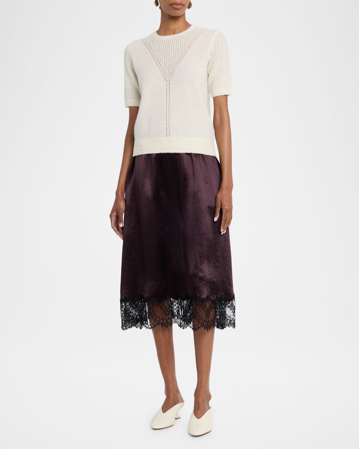 MARIA MCMANUS Honeycomb Alpaca-Knit T-Shirt Sweater