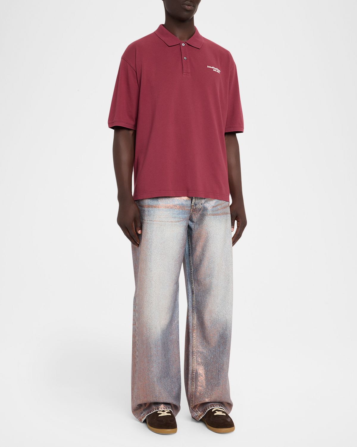 Acne Studios Men 's Glitterized Denim Straight-Leg Jeans