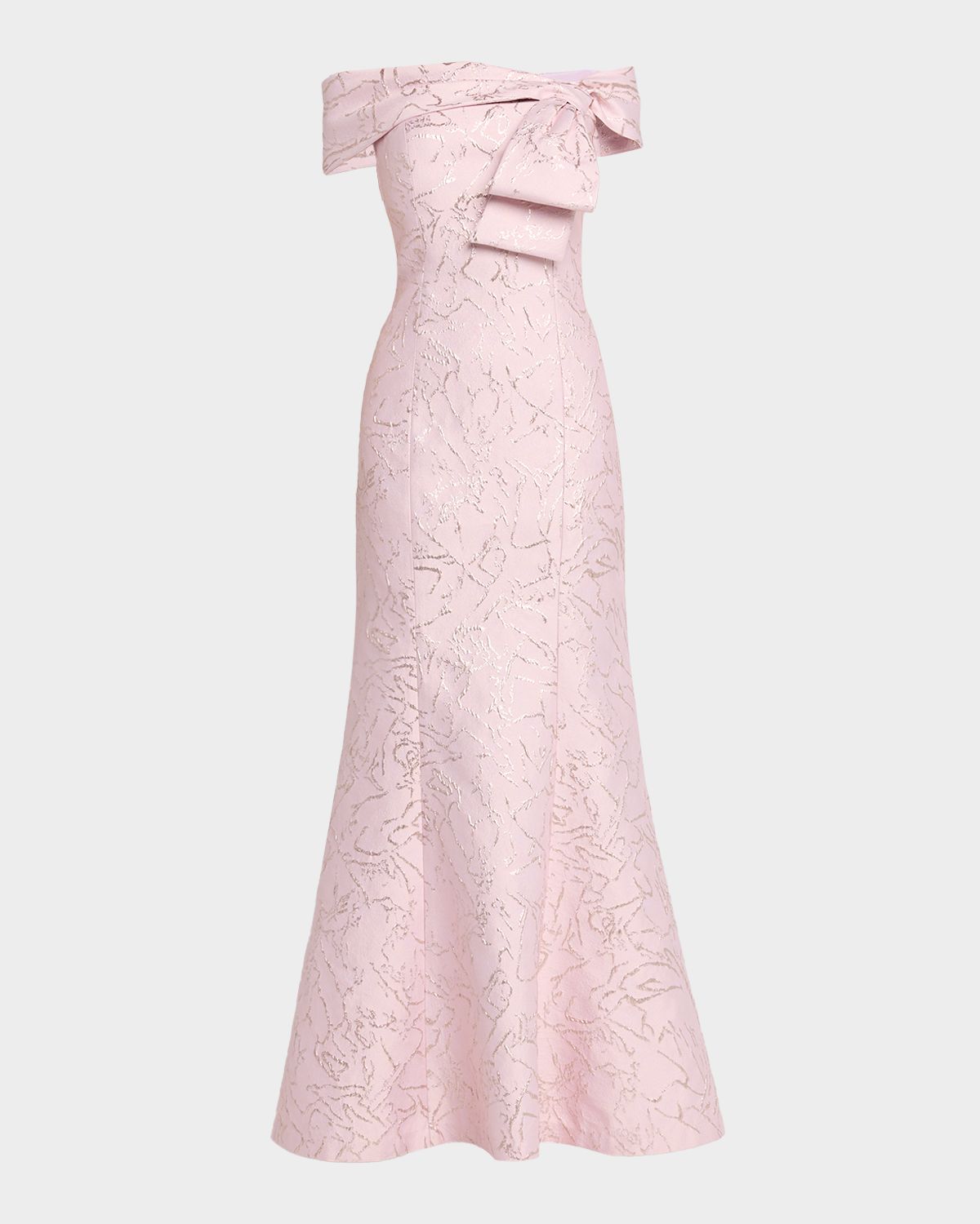 Rickie Freeman for Teri Jon Metallic Jacquard Off-Shoulder Column Gown | Thumbnail 6
