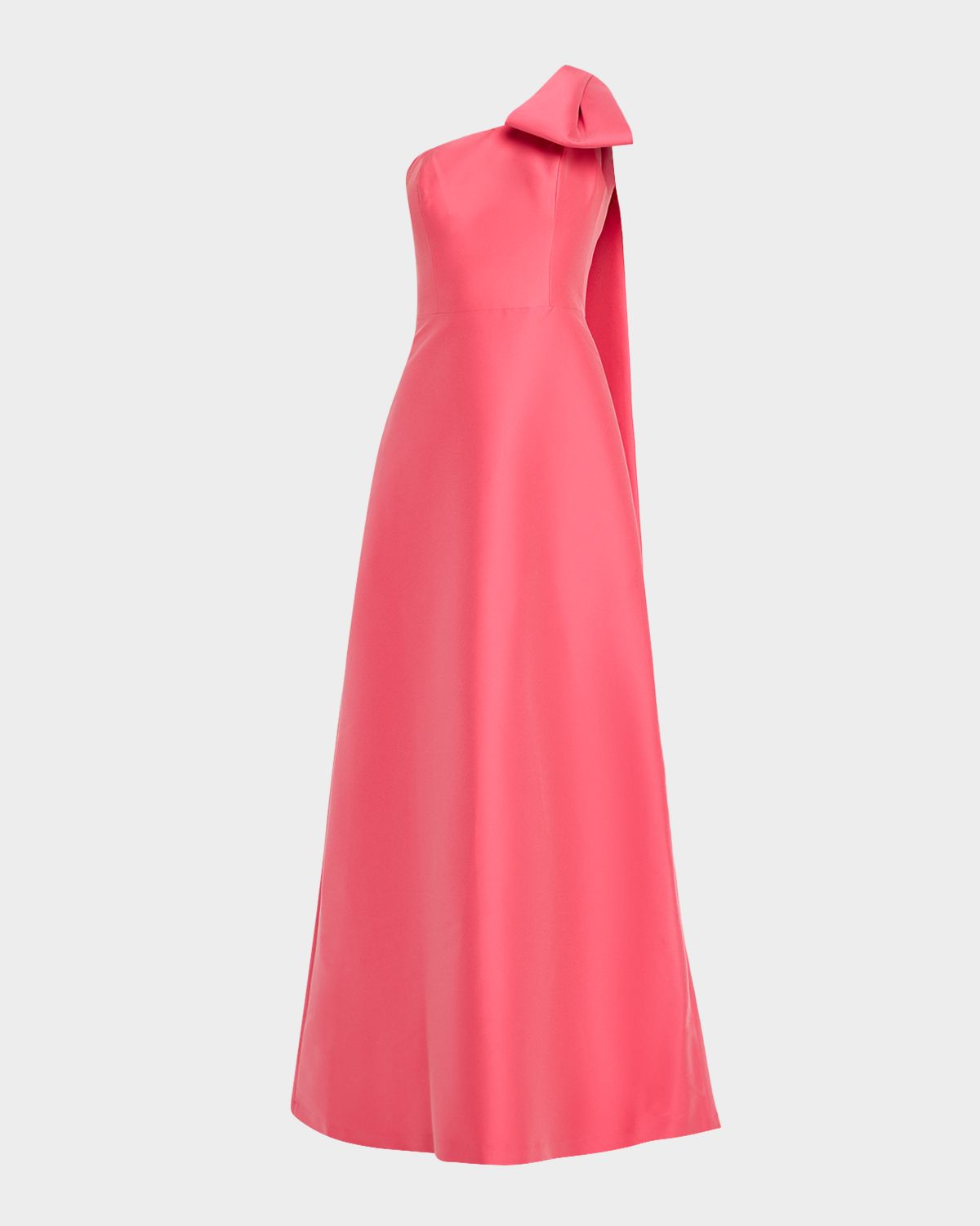 Rickie Freeman for Teri Jon Draped One-Shoulder Mikado Gown