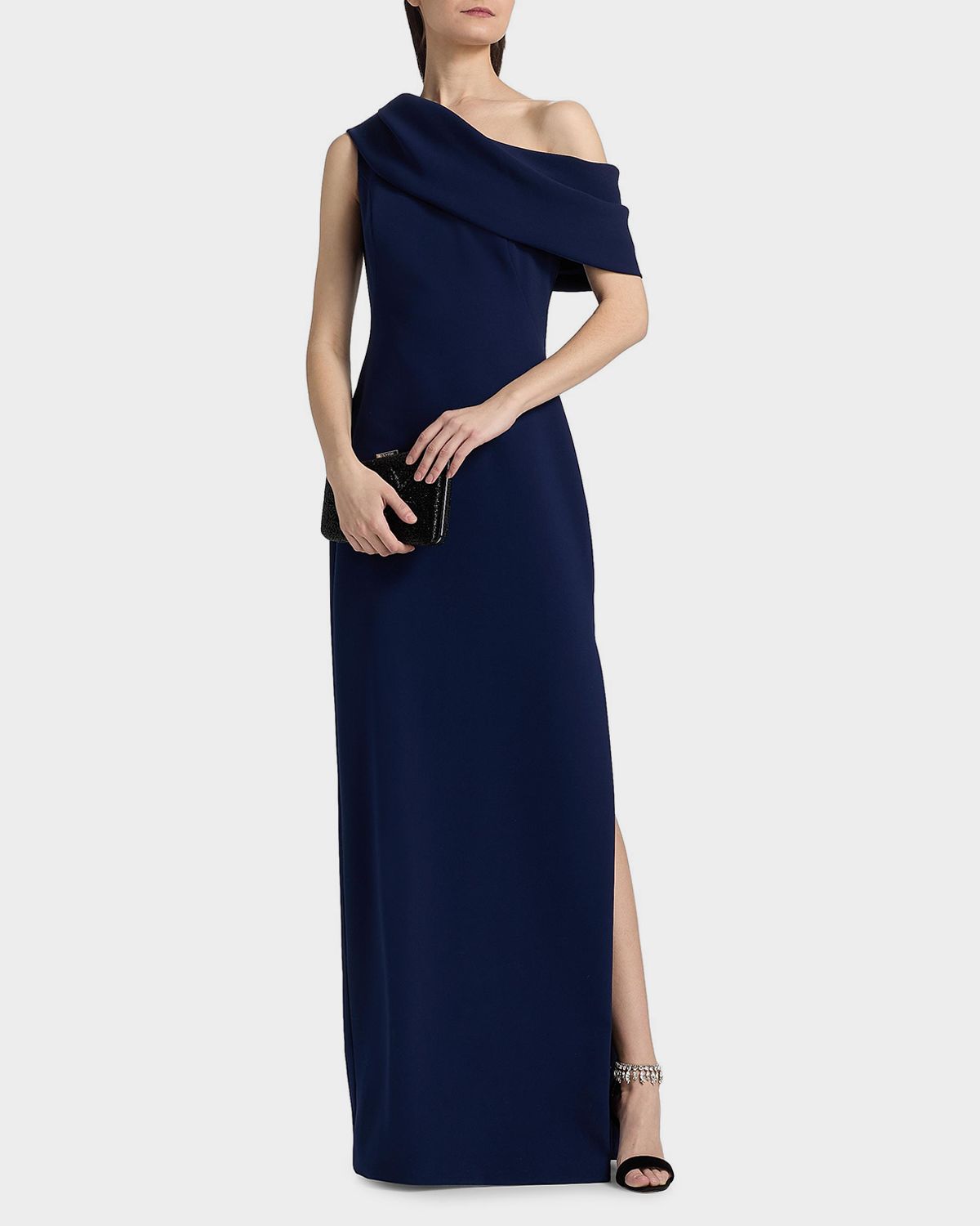 Amsale Draped One-Shoulder Gown