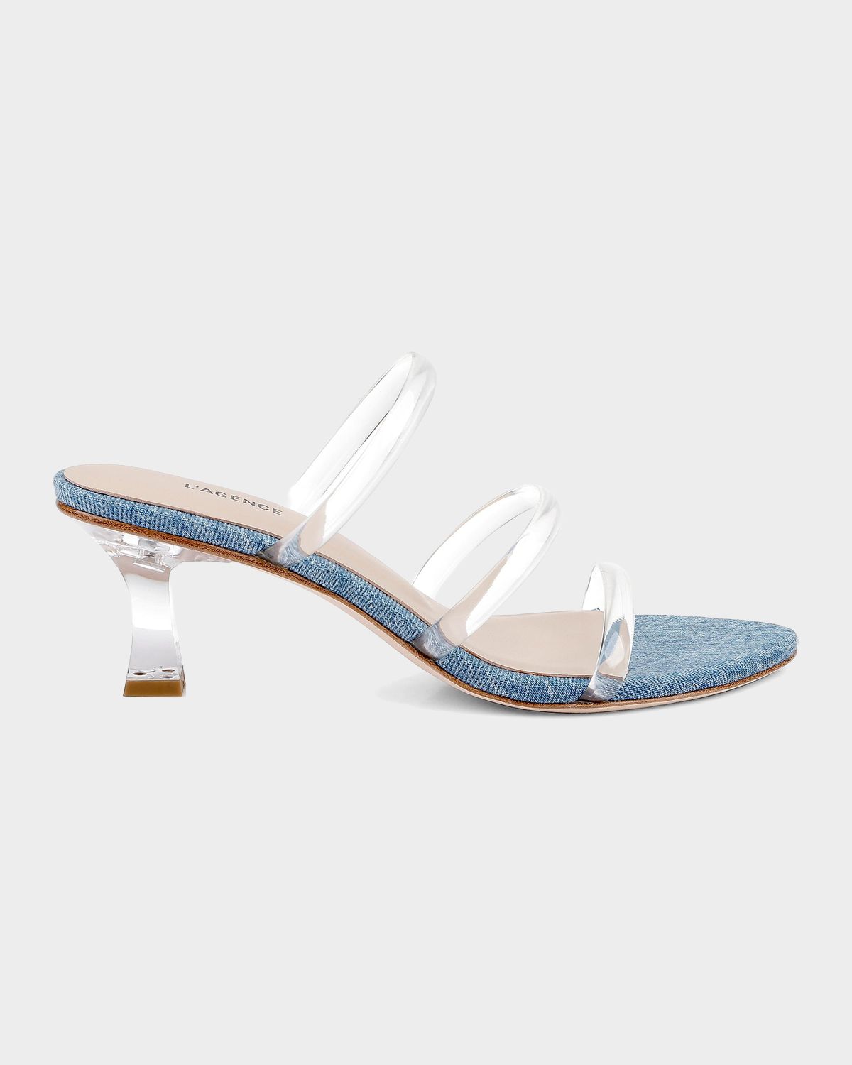 L 'Agence 60mm Ludovica Denim Slide Sandals