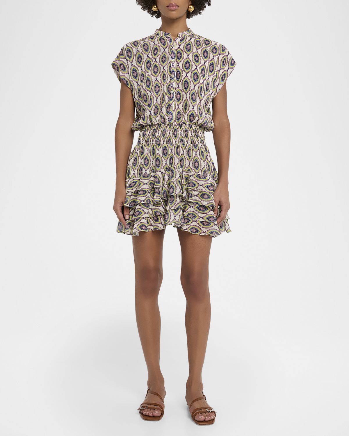 MISA Los Angeles Evie Mosaic Eye Chiffon Mini Dress