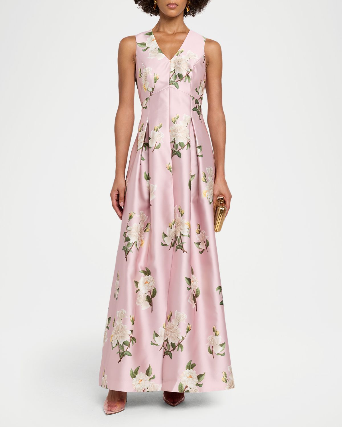 SACHIN BABI Brooklynne Pleated Floral-Print Mikado Gown | Thumbnail 6