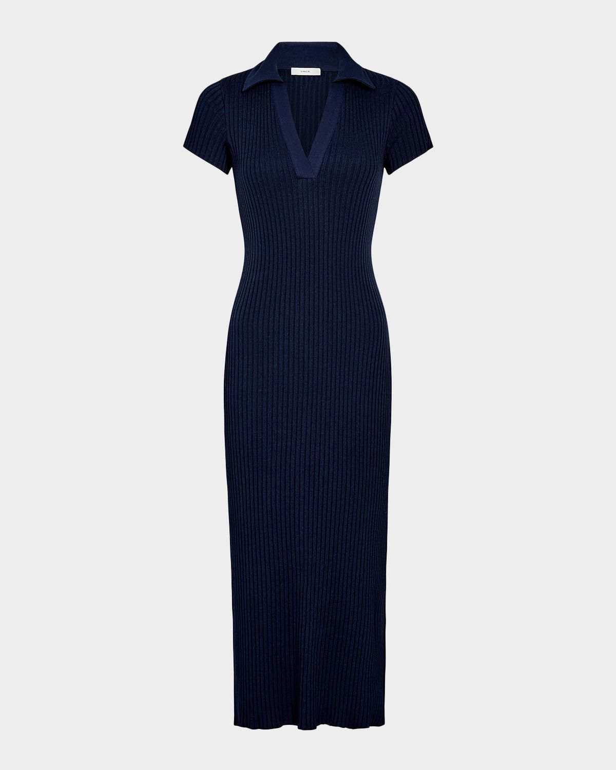 Vince Ribbed Short-Sleeve Polo Dress