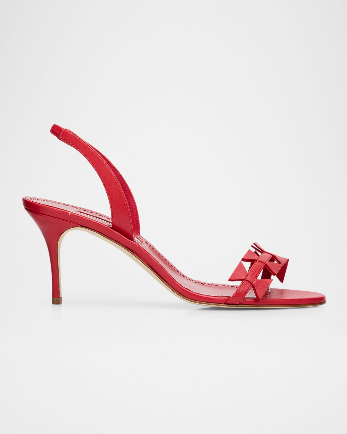 Manolo Blahnik 70mm Cigaurasli Bow Leather Sandals